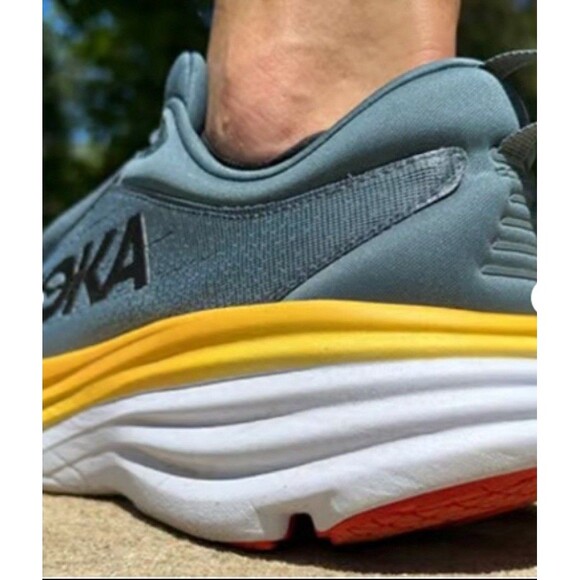 Hoka One One Bondi 8 Men's Size 8.5 D Grey Yellow Athletic Running Sneakers NIB - Picture 7 of 7